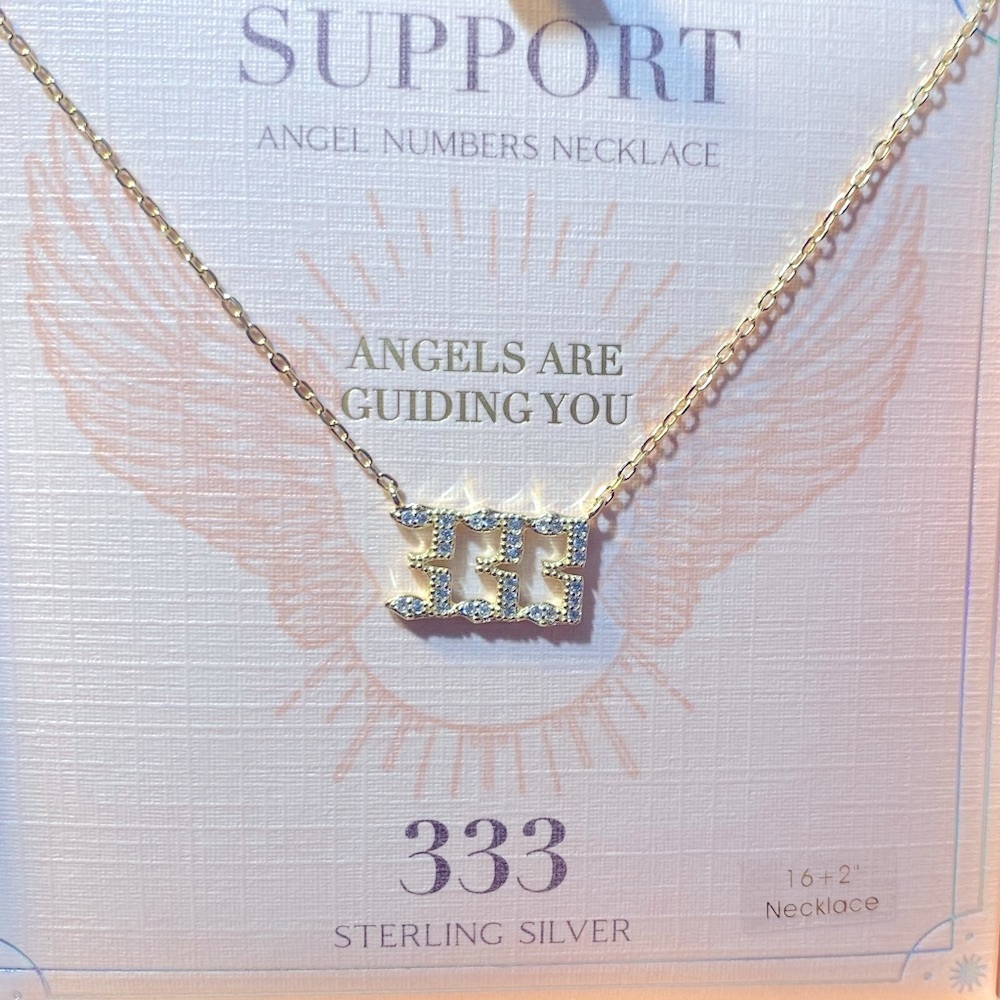 NWT Olivia and Jackson Gold Plated Sterling Silver Angel Numbers necklace